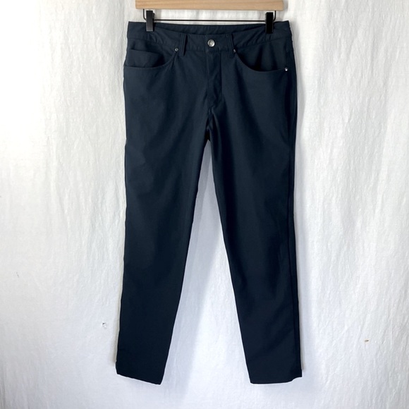 Lululemon ABC Pant Slim 34" warpstreme true navy reflective cuffs anti wrinkle - Picture 13 of 16